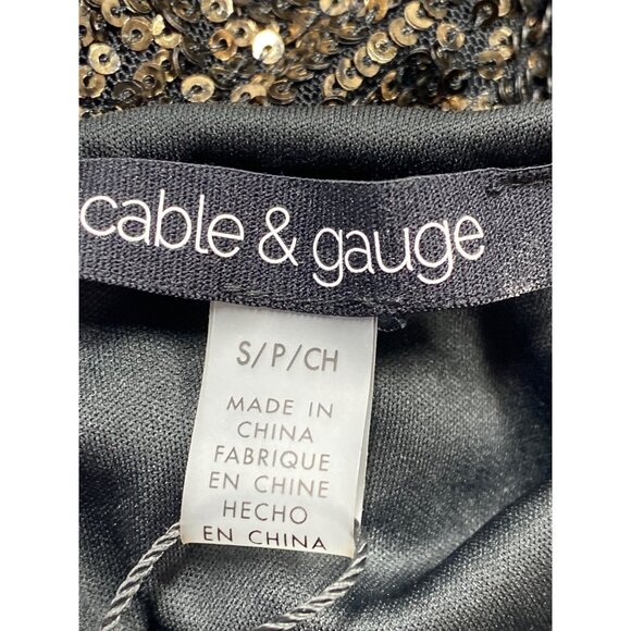 Cable & Gauge Womens Small Gold Black Sequin Lined Top Blouse New - Picture 5 of 9